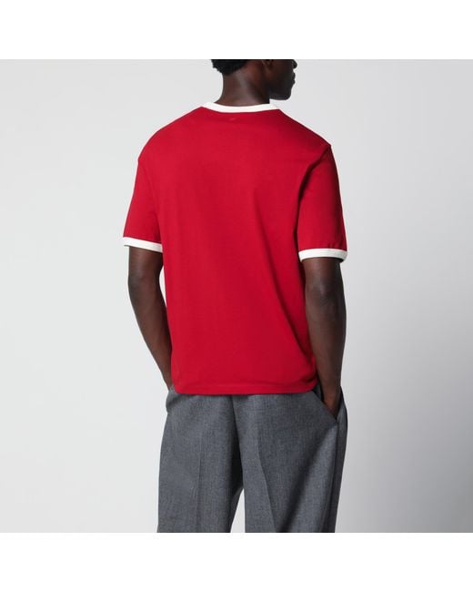 AMI Red Ruby/Ivory Ami De Coeur Cotton T-Shirt for men