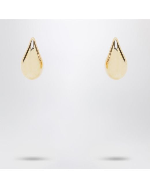 Bottega Veneta White Large Drop Earrings In Silver With Gold Finish