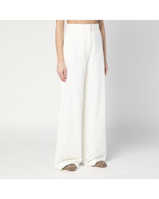 Pantalone dritto in cotone di Max Mara in White
