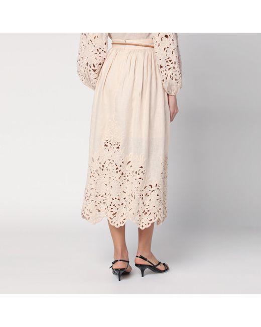 Zimmermann Natural Wylie Cream Colored Midi Skirt