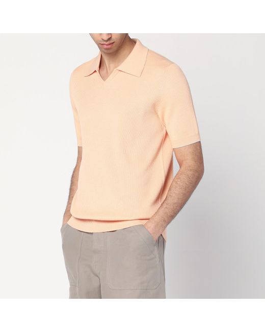 Brunello Cucinelli Orange Melon-colored Polo In Cotton for men