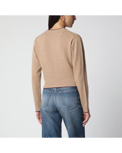 Chloé Natural Light Wool And Cashmere Logo Cardigan