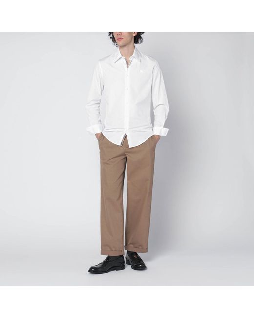Burberry White Cotton Poplin Shirt for men