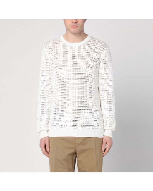Roberto Collina White Perforated Milk-Coloured Sweater for men