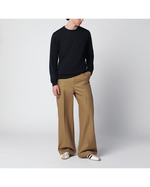 Roberto Collina Black Wool Crew-Neck Knit Sweater for men