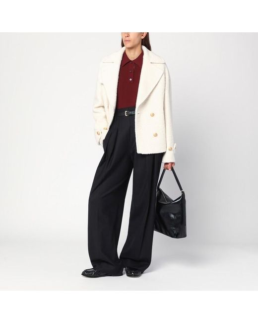 Tagliatore White Short Alpaca-Blend Coat
