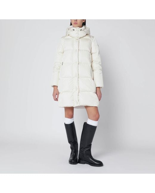 Moncler White Litte Long Quilted Jacket