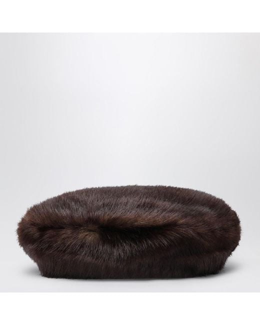 Stand Studio Brown Solene Beret In Fur