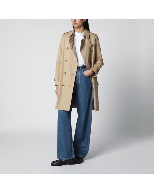 Burberry Natural Double-Breasted Kensington Cotton Trench Coat