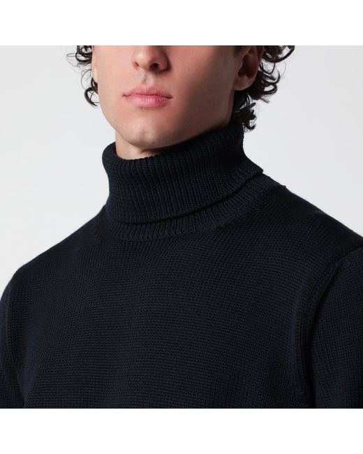 Roberto Collina Black Wool Turtleneck Sweater for men