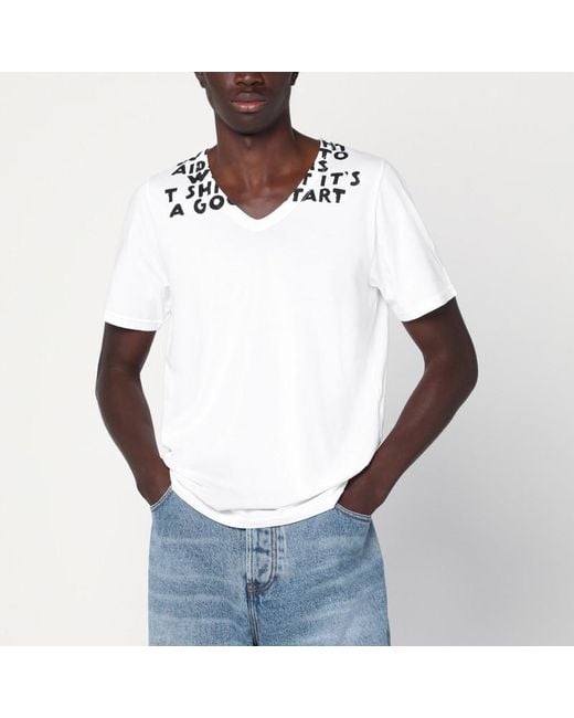 MM6 by Maison Martin Margiela Weißes Aids-Baumwoll-T-Shirt in Blue für Herren