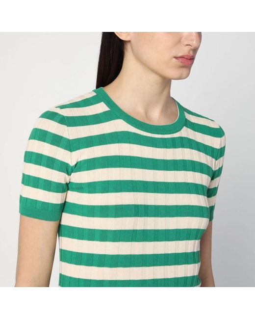 Maglia a righe /avorio in cotone di Roberto Collina in Green