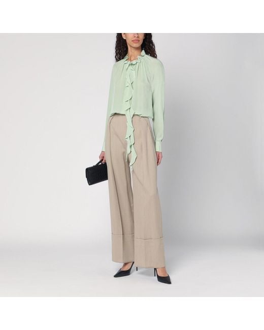 Victoria Beckham Natural Wide Mandarin Colour Pants