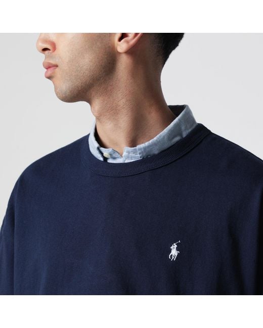 Polo Ralph Lauren Blue Cotton Relaxed-Fit Crewneck Sweatshirt for men
