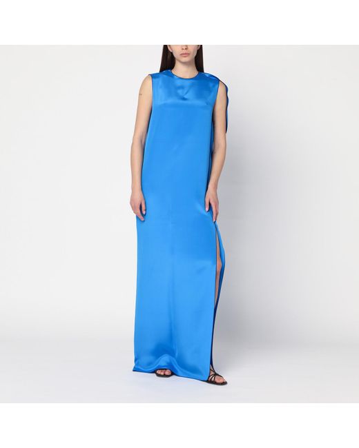 Max Mara Light Blue Flowy Silk Dress | Lyst Max Mara Light Blue Flowy Silk Dress | Lyst