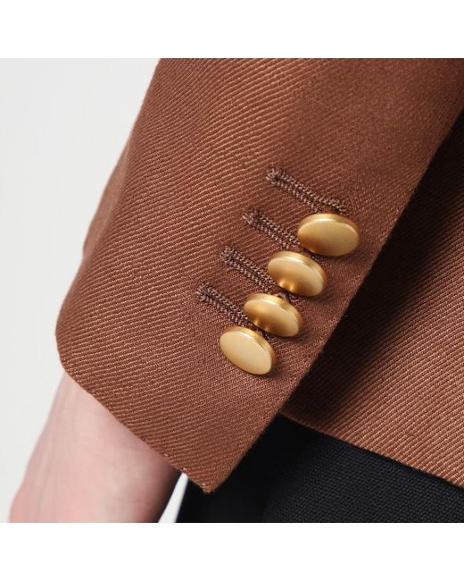 Giacca doppiopetto in lino di Tagliatore in Brown