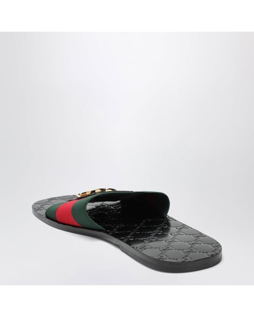 Gucci Red Leather Riviera Slides for men