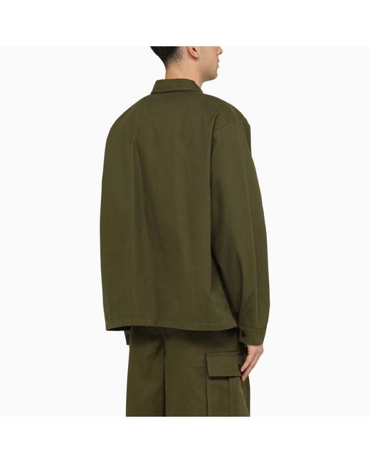 Giacca camicia con zip scura in cotone di Marni in Green da Uomo