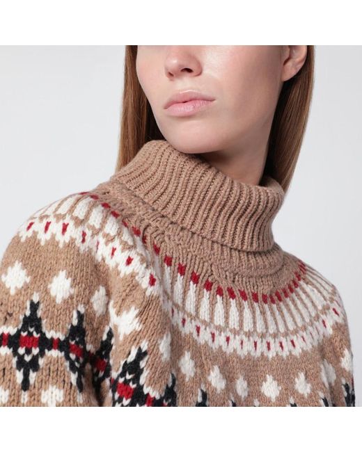 Alanui Brown Beiger Rollkragenpullover Mit Fair-Isle-Muster