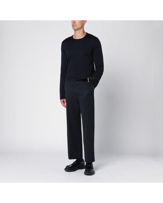 Roberto Collina Blue Navy Merino Wool Crew-neck Sweater for men