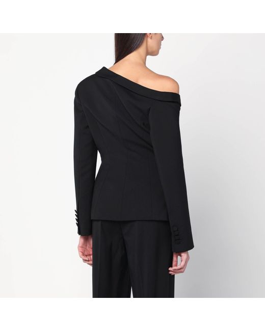 GIUSEPPE DI MORABITO Black Asymmetrical Jacket With Brooch Detail