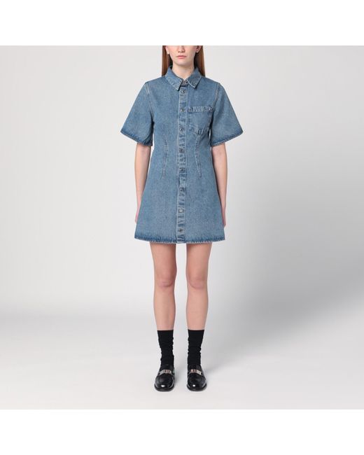 AMI Blue Mini Dress Ami De Coeur In Denim