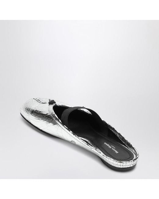Maison Margiela White Mule Tabi Broken Mirror Silver
