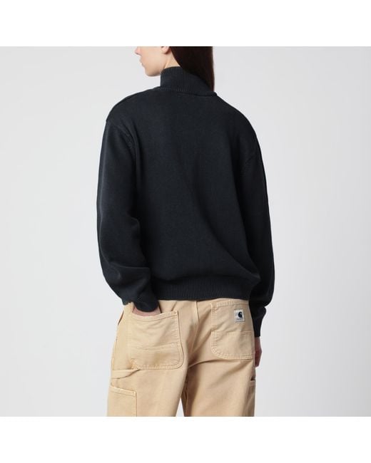 Carhartt Black Cotton Knit Zip Cardigan Sweatshirt