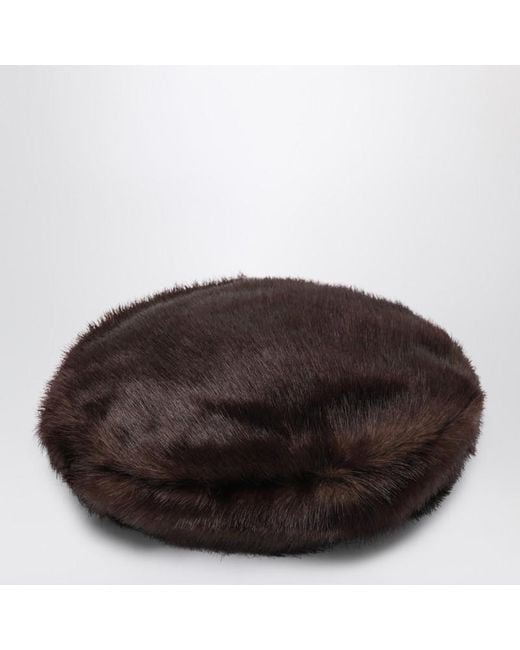 Stand Studio Brown Solene Beret In Fur