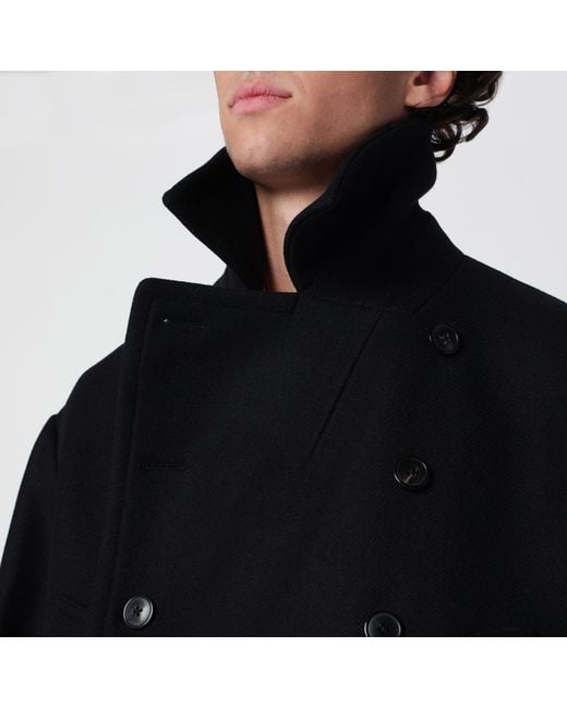 Dries Van Noten Black Wool Blend Coat for men