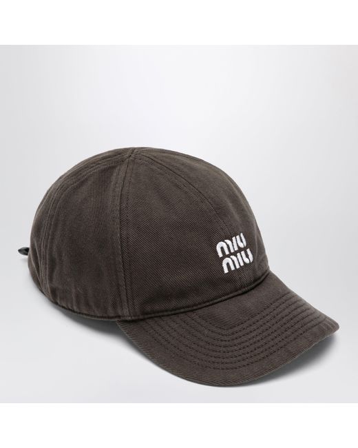 Miu Miu Gray Washed Denim Baseball Cap