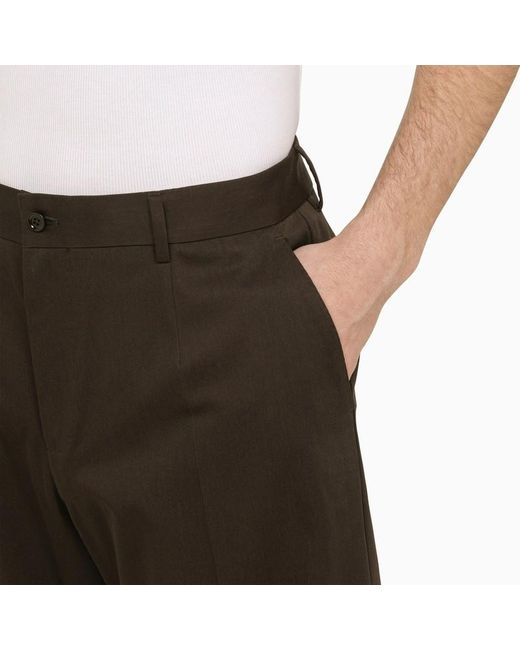 Pantalone a zampa in cotone di Dolce & Gabbana in Brown da Uomo