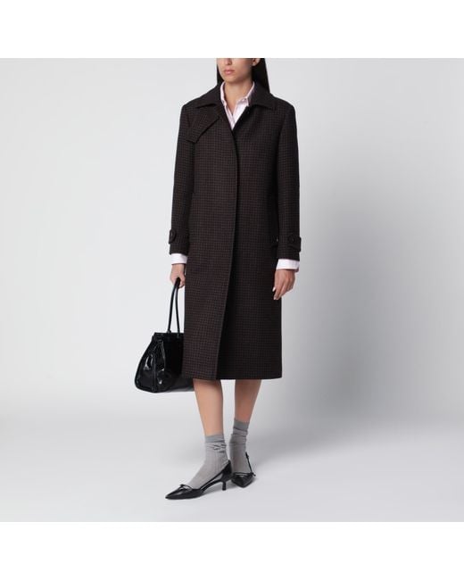 Tagliatore Black Single-Breasted/ Houndstooth Wool Coat
