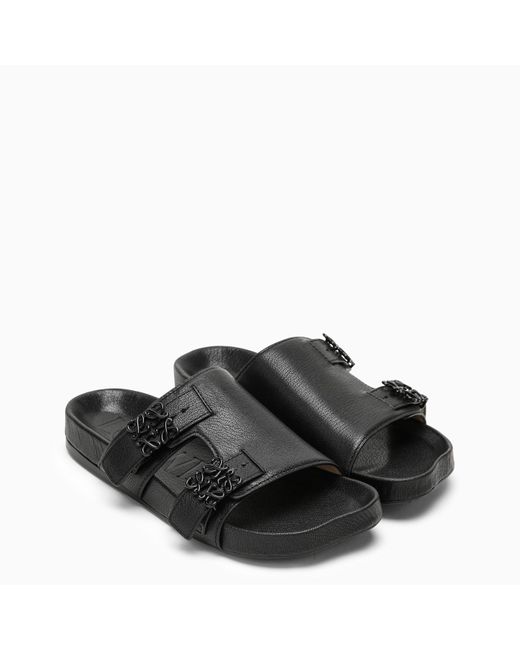 Loewe Black Leather Slide