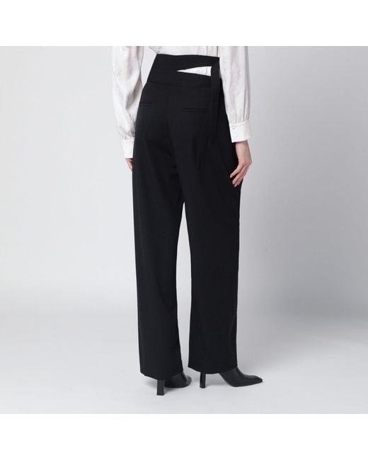 Chloé Black Trousers With Double Belt And Buckles