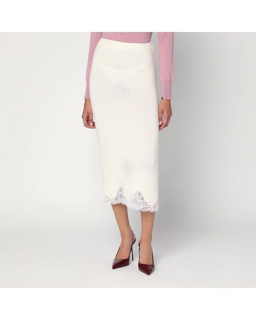 GIUSEPPE DI MORABITO Natural Gonna Tube With Lace And Rhinestones