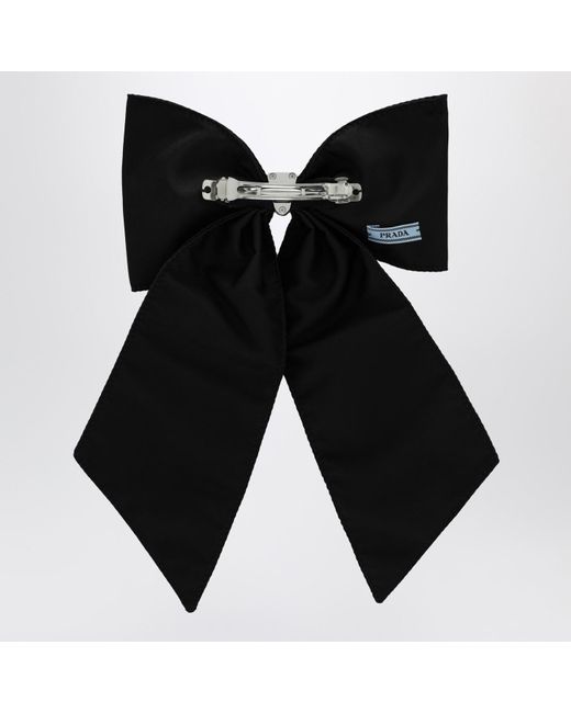 Prada Black Bow Hair Clip With Logo
