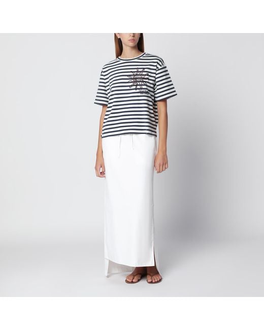 Weekend by Maxmara White Striped Cotton Jersey T-Shirt