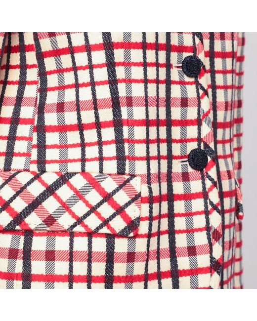 Valentino Red Check-Pattern Jacket