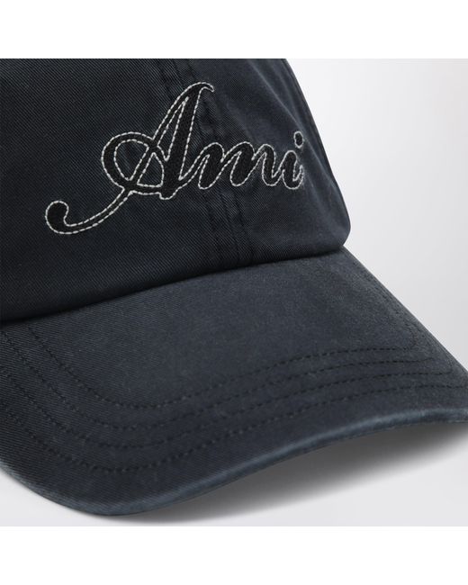 AMI Verblichene Schwarze Baumwollkappe in Black für Herren