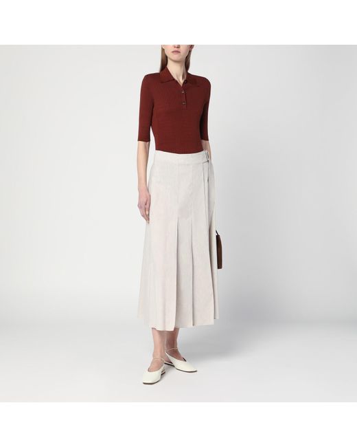 Department 5 White Traxs Grey Mélange Skirt In Linen Blend