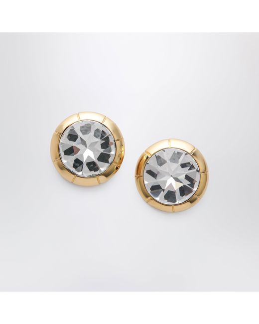 Alessandra Rich Metallic Round-Tone Clip-On Earrings With Crystal