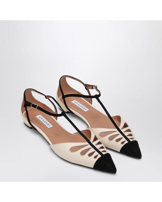Ballerine Pointue Camille Couleur Lait Et Noir Aquazzura en coloris Brown