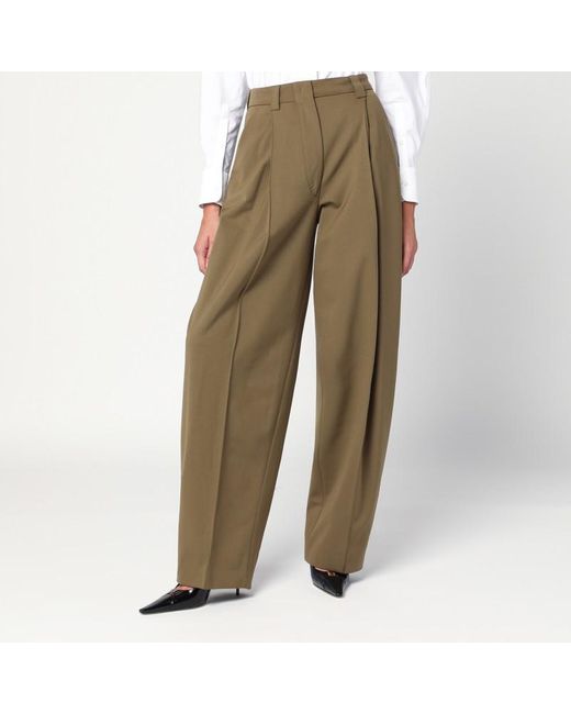 Thelatest Brown Taupe Wool Blend Trousers