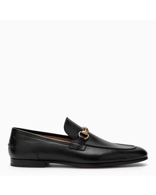 Gucci Black Leather Jordaan Loafers for men