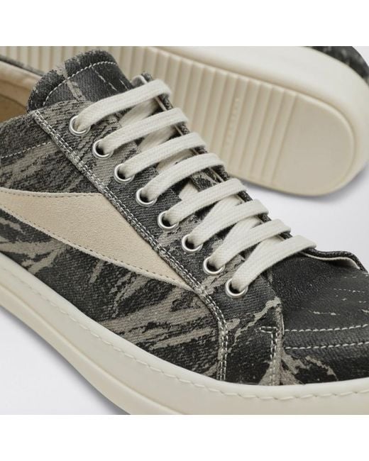 Rick Owens Gray Cream Vintage Denim-Effect Fabric Sneakers for men