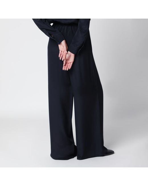 Max Mara Blue Silk Relaxed Trousers