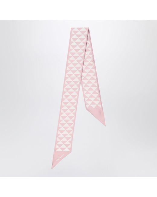 ボレロ・ショール Prada Silk jacquard scarf pink/white Prada Silk Jacquard Scarf Pink/white | Lyst UK