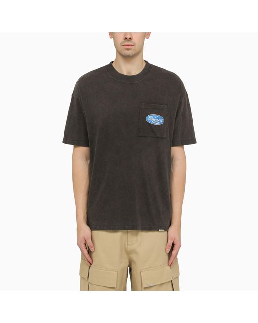 Represent Black Washed Out Cotton T Shirt With Logo for men