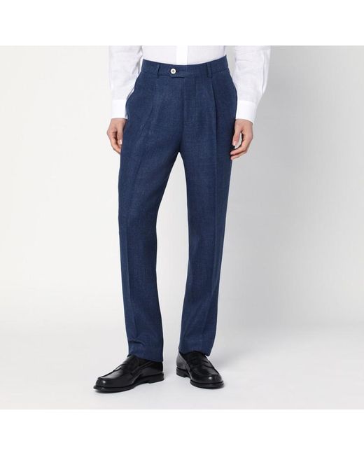 Abito color indaco in misto lino di Brunello Cucinelli in Blue da Uomo